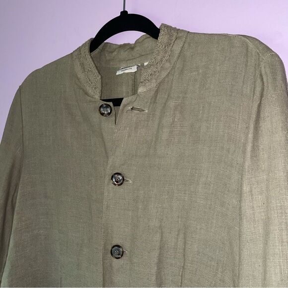 CP Shades Size M Sausalito Irish Linen Jacket Button Up Blazer Lagenlook - Picture 2 of 9